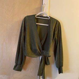Green velvet crop top